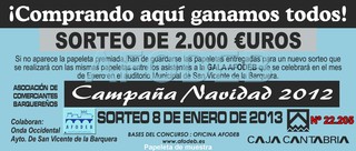Campaña de Navidad 2012 - Sorteo de 2.000 € - 8 de enero de 2013